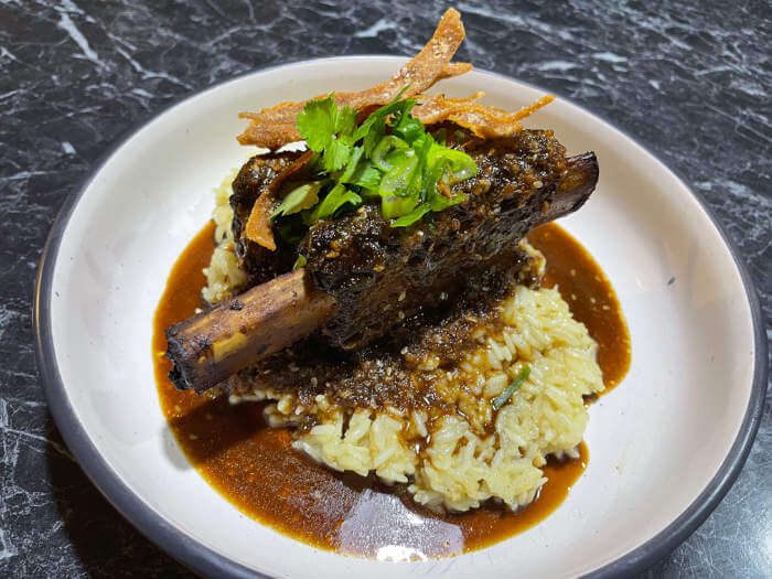Asian Short Beef Ribs with Passion Fruit Korean Hot Sauce and Garlic Rice
