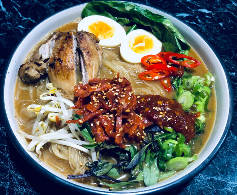 Chicken Ramen with Hot Sauce