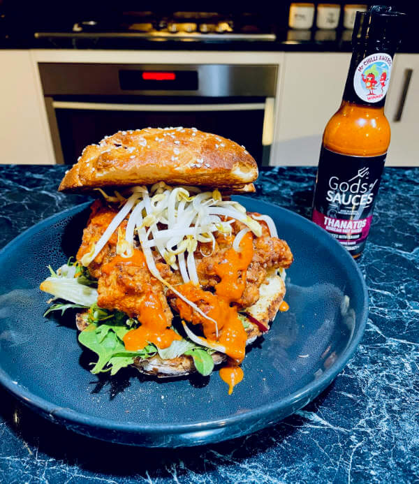 Korean Fried Chicken Burger with Homemade Gluten-Free Burger Buns