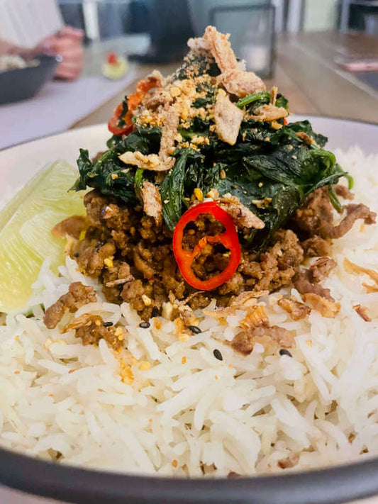 Nori Spinach Beef Mince with Rice