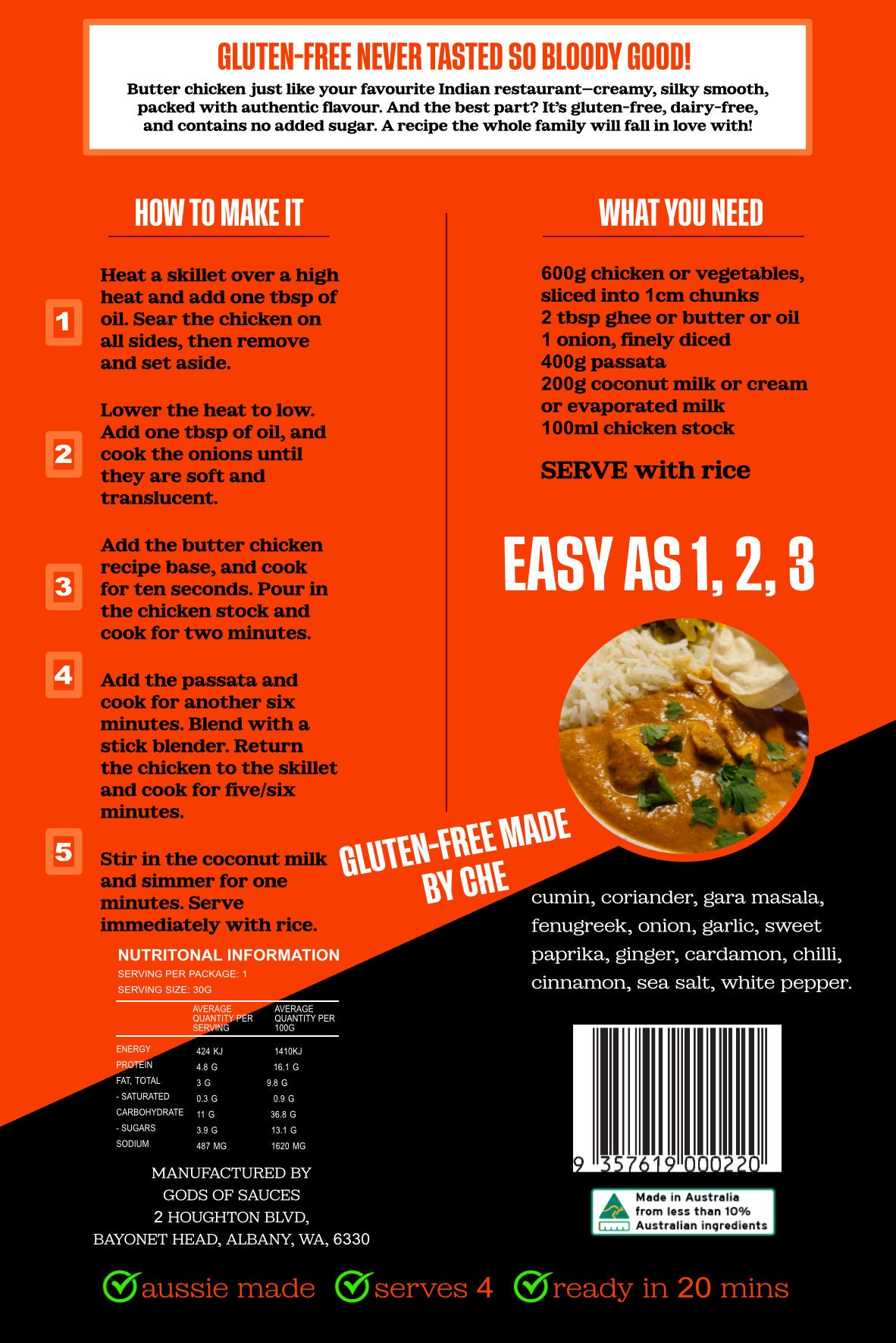 Gluten-Free Butter Chicken Recipe Base - (5 Pack)